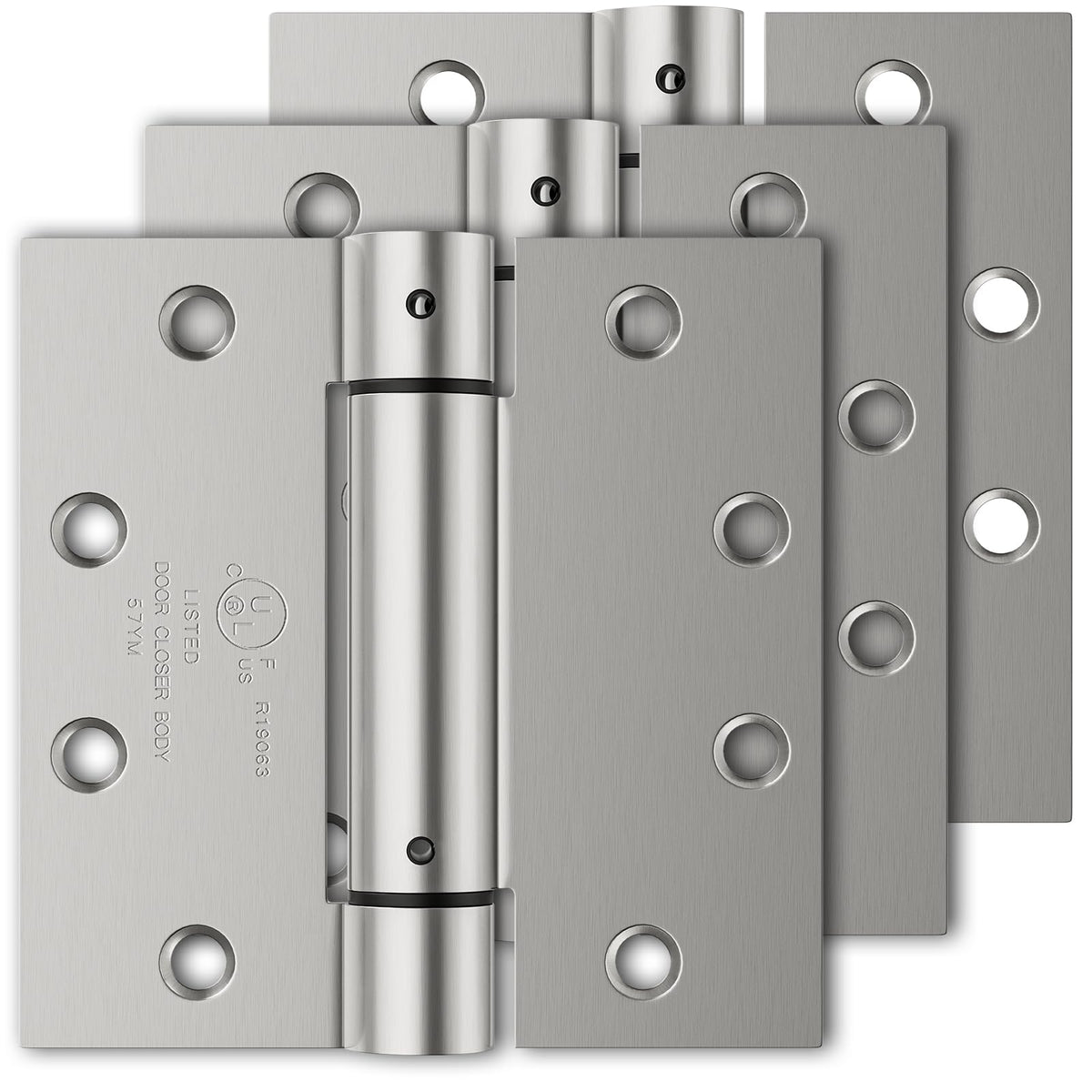 Luxbaro 3-Pack Self-Closing Hinges 4.5x4.5 | Adjustable Tension | UL Listed