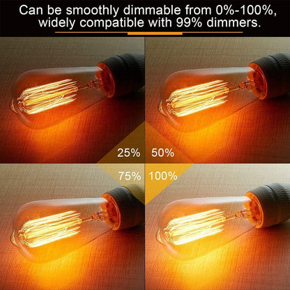 LUXON 8-Pack Edison Bulbs - Antique Amber 60W, Dimmable E26 for Sconces
