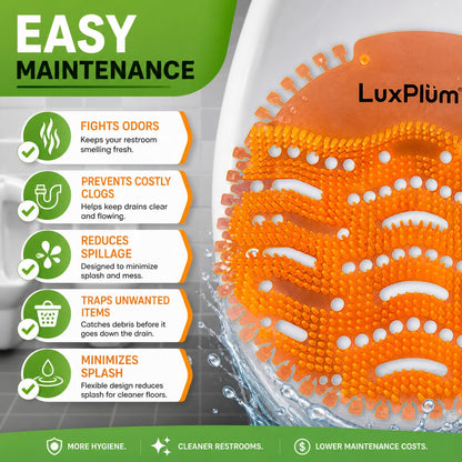 LuxPlum Urinal Screens Deodorizer – Orange Scent, 10 Pack