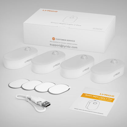 Lyridz Rechargeable Night Light with Motion Sensor – 4-Pack, 1-20LM Dimmable LED