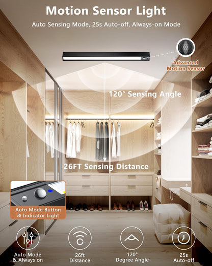 LYTARA Rechargeable Motion Sensor Ceiling Light – 500LM, 3 Color Temps, Remote