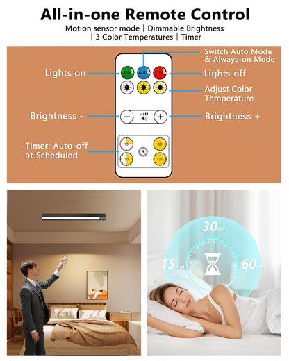 LYTARA Rechargeable Motion Sensor Ceiling Light – 500LM, 3 Color Temps, Remote