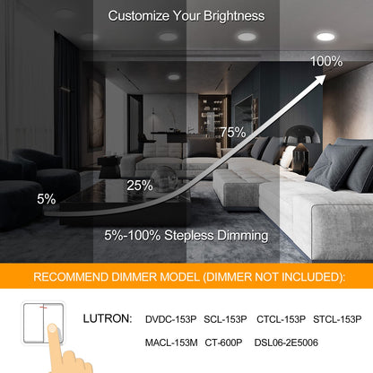 LZHOME 8-Inch Canless LED Recessed Light | 1800LM, Dimmable, 3CCT, Junction Box
