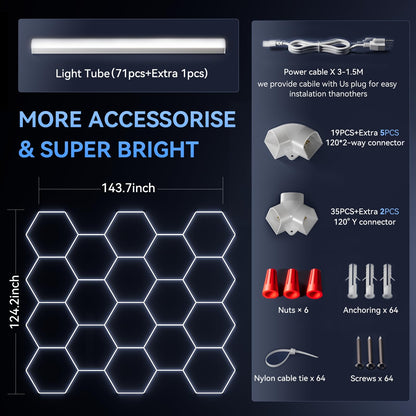 LZHOME Updated Hexagon Garage Light – 52,800 lm, 5000K Natural White Hex LED Ceiling Lights