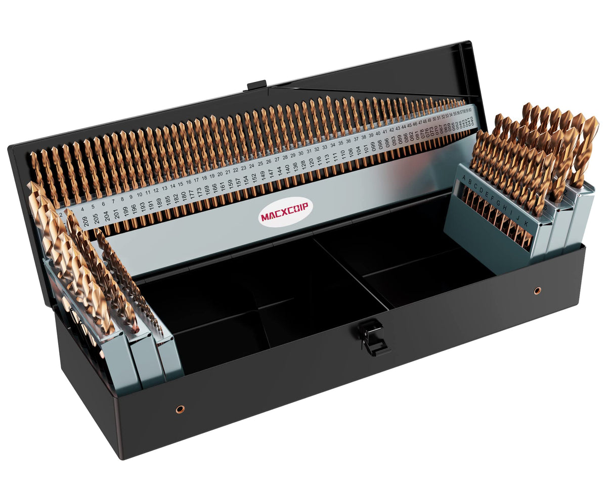 MACXCOIP 115-Piece Cobalt Drill Bit Set | M35 HSS for Hardened Metals