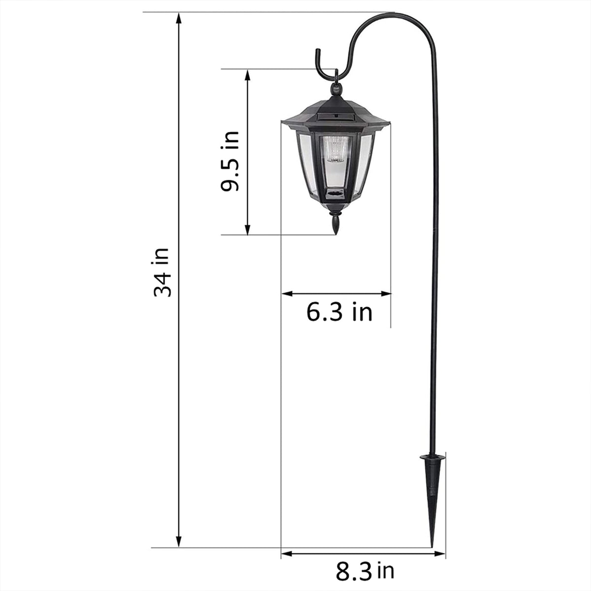 MAGGIFT 34-Inch Hanging Solar Lights with 2 Shepherd Hooks — Warm White Outdoor Lanterns (2-Pack)