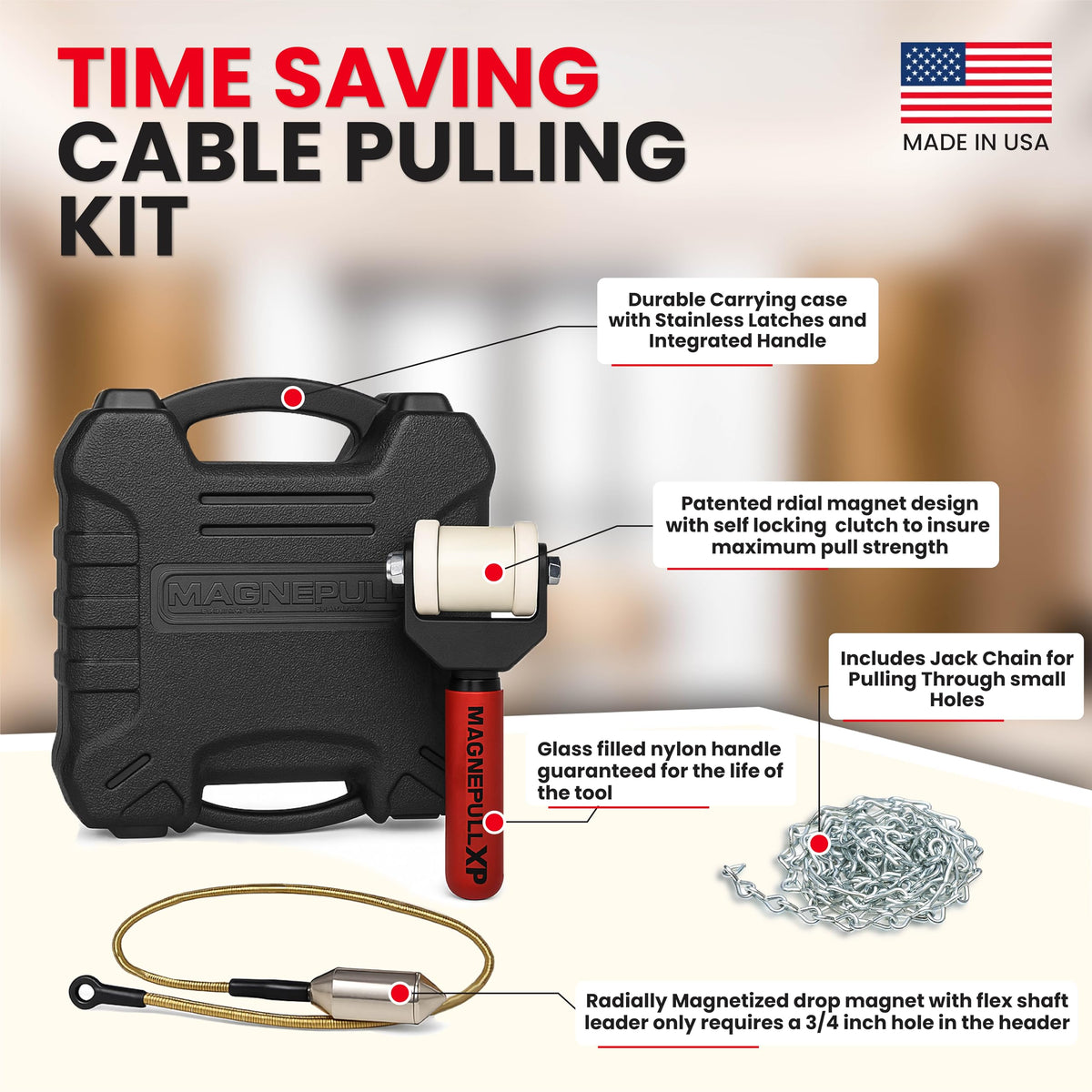 Magnepull XP1000-LC Magnetic Wire Puller – Flexible Leader & Durable Case