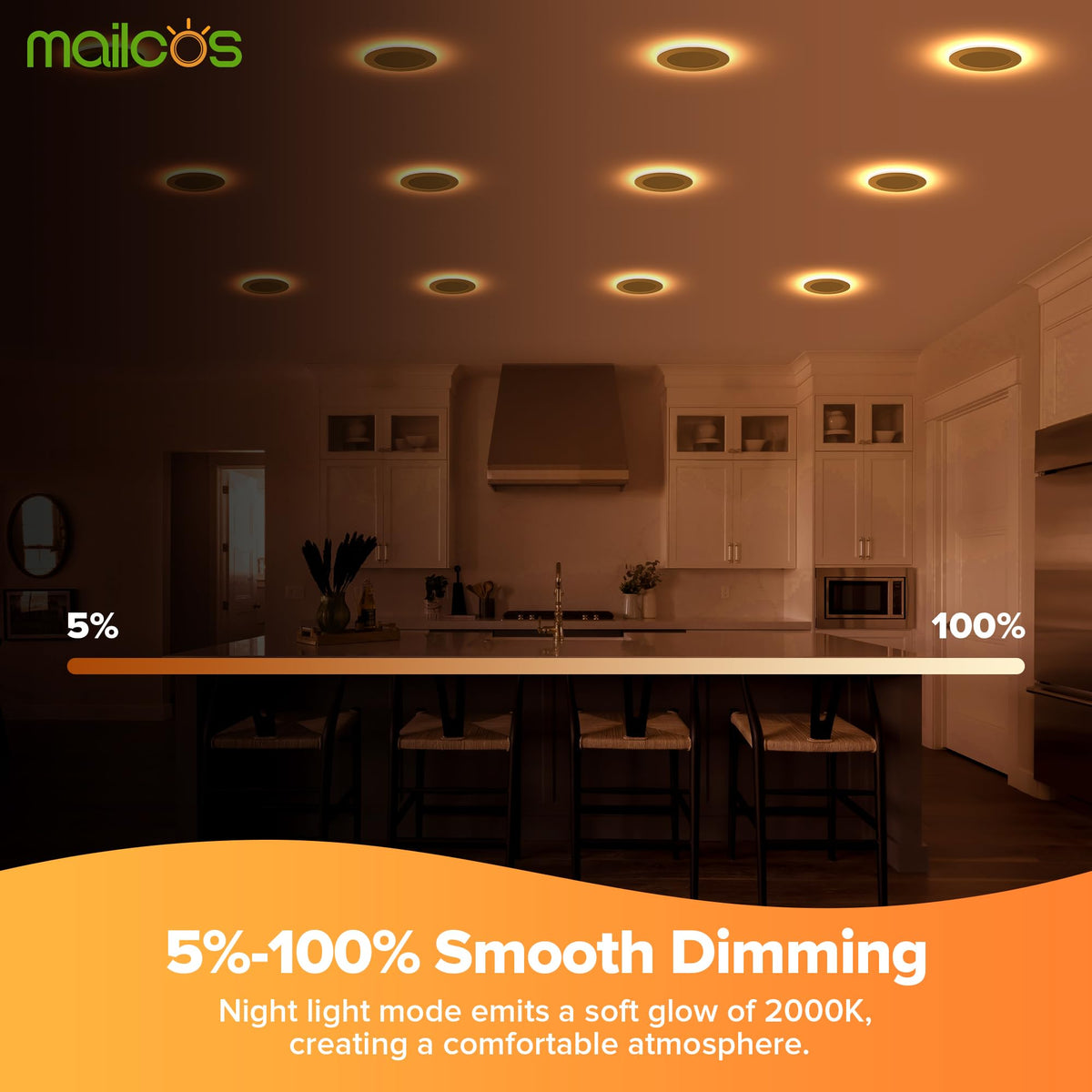MAILCOS 12 Pack 6-Inch LED Recessed Lights | 5 CCT Night Light Dimmable ETL