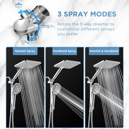 MakeFit Dual Filtered Rain Shower Head Combo – High-Pressure Rain Head + Handheld with Filter for Hard Water