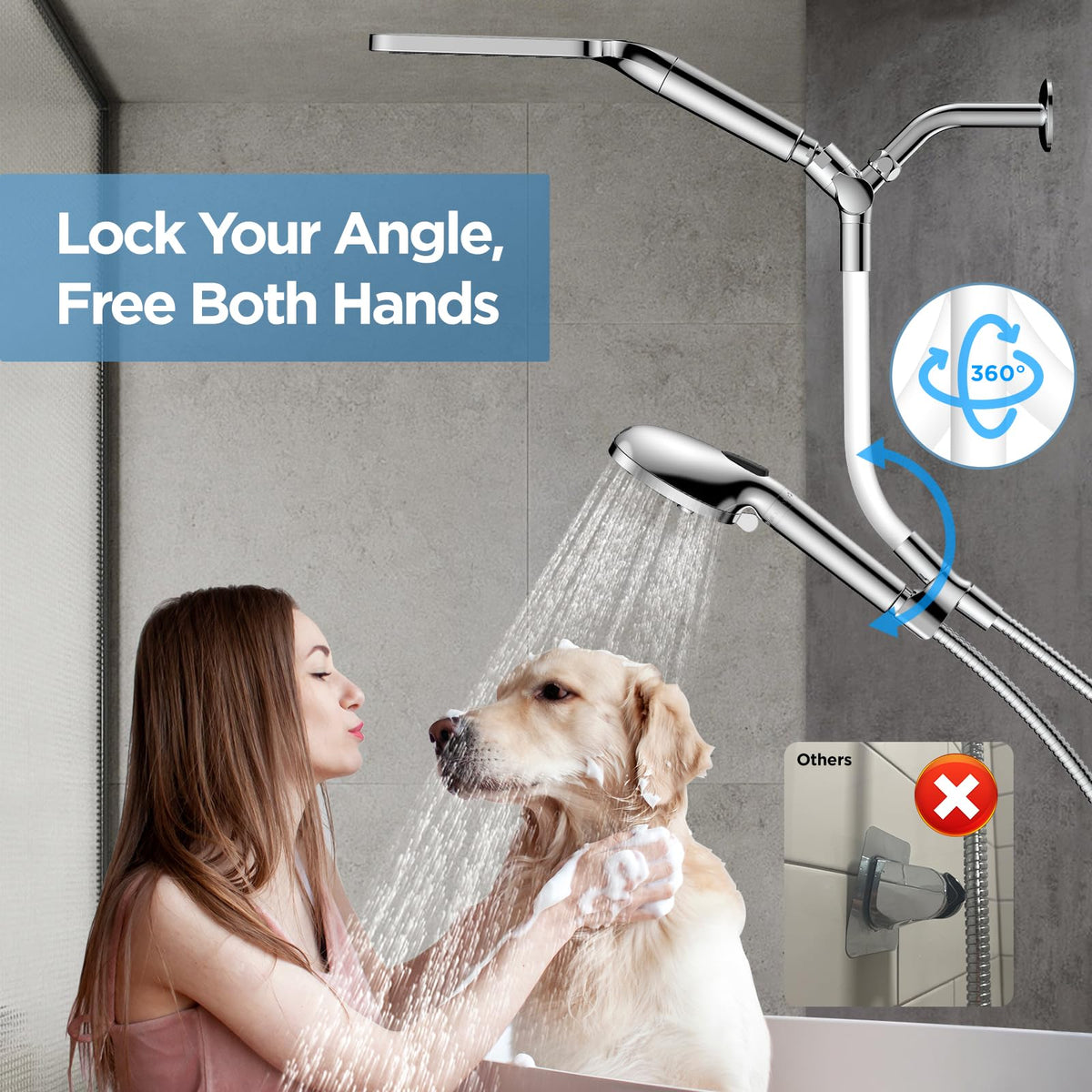 MakeFit Dual Filtered Rain Shower Head Combo – High-Pressure Rain Head + Handheld with Filter for Hard Water