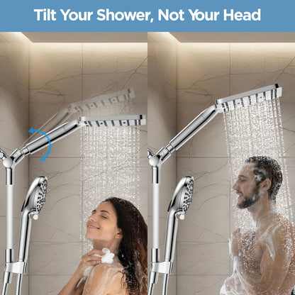 MakeFit Dual Filtered Rain Shower Head Combo – High-Pressure Rain Head + Handheld with Filter for Hard Water