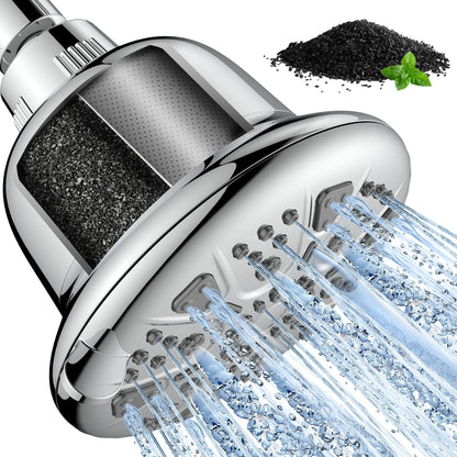 MakeFit Filtered Shower Head with Activated Carbon Filter — High-Pressure 7-Setting Showerhead