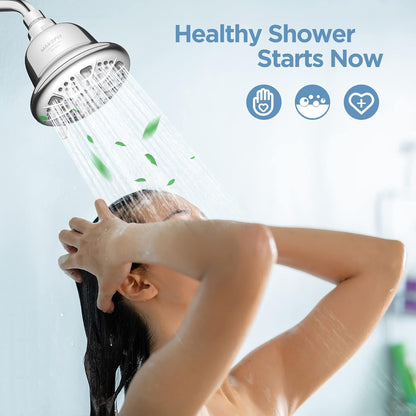 MakeFit Filtered Shower Head with Activated Carbon Filter — High-Pressure 7-Setting Showerhead