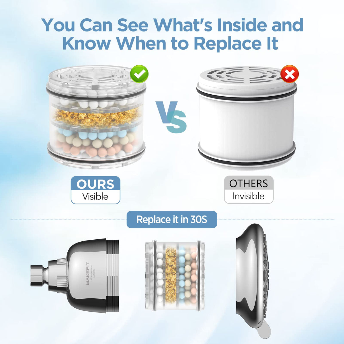 MakeFit Shower Head Filter Replacement Cartridge H5H117 (1-Pack)
