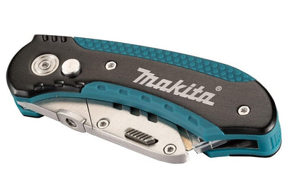 Makita Quick Change Folding Utility Knife with 10 Blades | Instant Blade Replacement & Folded Storage