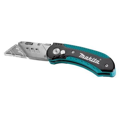 Makita Quick Change Folding Utility Knife with 10 Blades | Instant Blade Replacement & Folded Storage