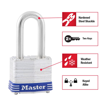 Master Lock 3TLF Laminated Padlock (2-Pack) – Keyed-Alike, Indoor/Outdoor Security