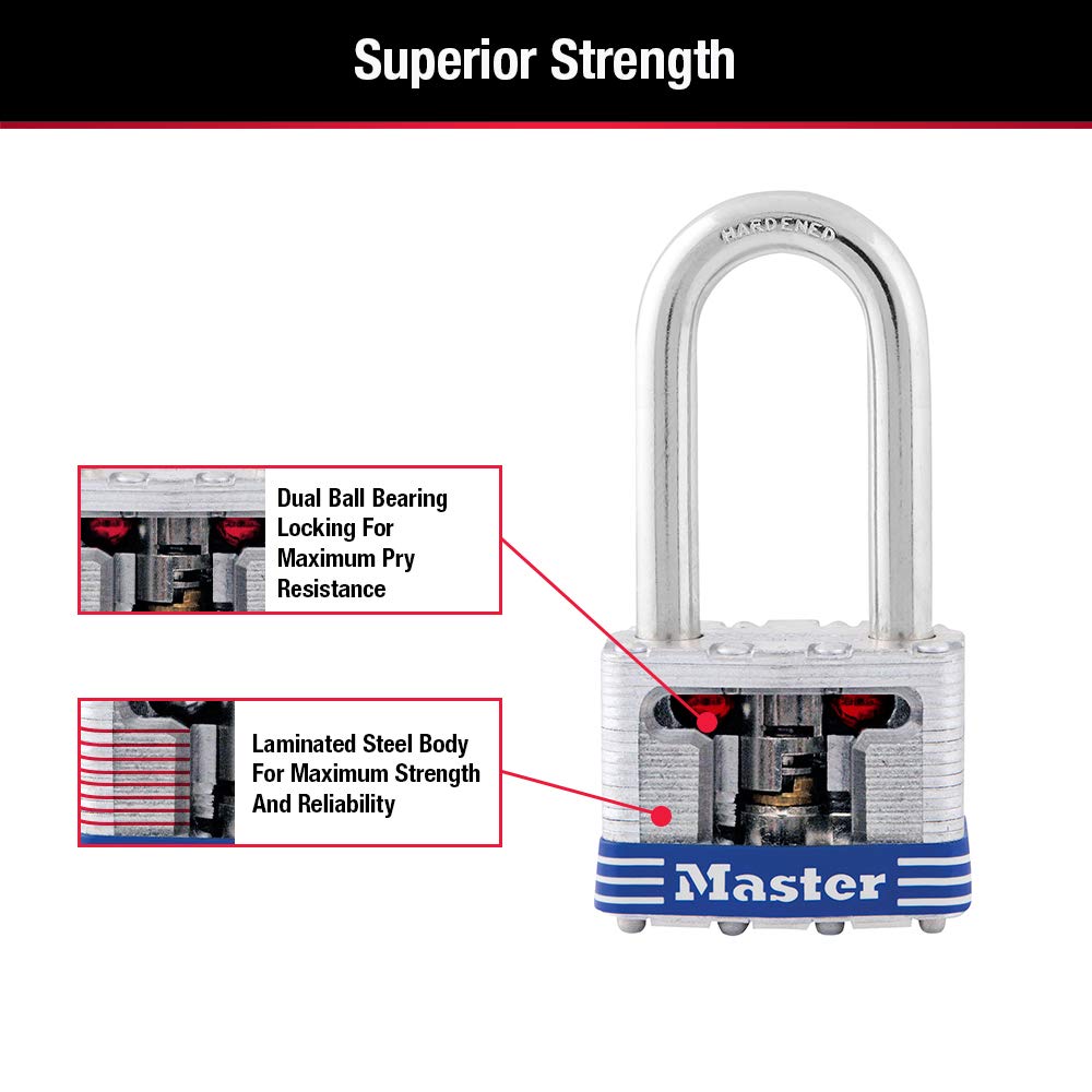 Master Lock 3TLF Laminated Padlock (2-Pack) – Keyed-Alike, Indoor/Outdoor Security