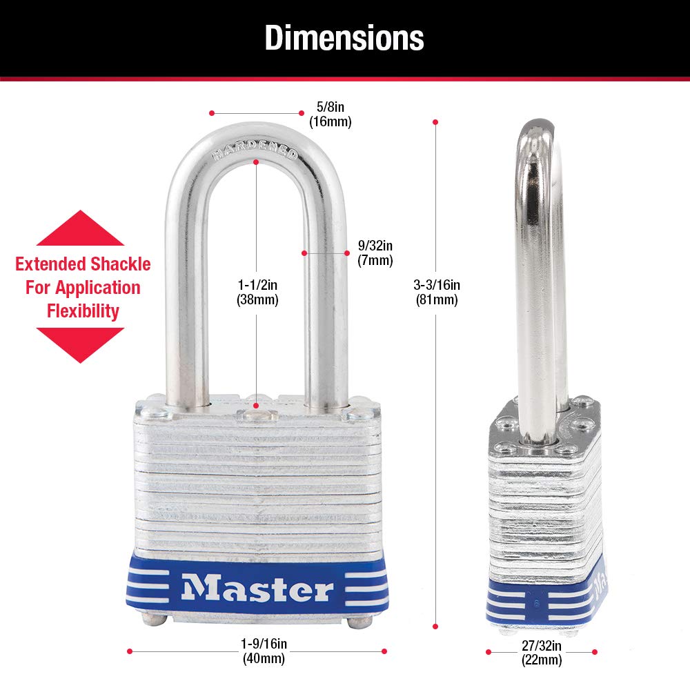 Master Lock 3TLF Laminated Padlock (2-Pack) – Keyed-Alike, Indoor/Outdoor Security