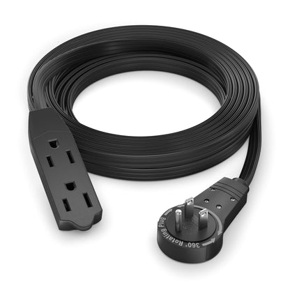 Maximm 12 Ft 360° Rotating Flat Plug Extension Cord – 3-Outlet, UL Certified