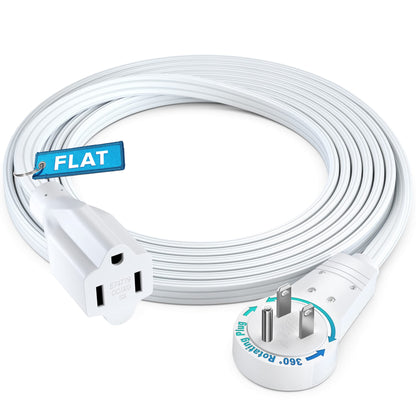 Maximm 360° Rotating Flat Plug — 5 ft Under Carpet, Slim Low-Profile White