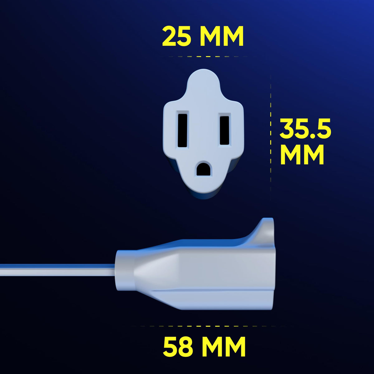 Maximm 360° Rotating Flat Plug — 5 ft Under Carpet, Slim Low-Profile White