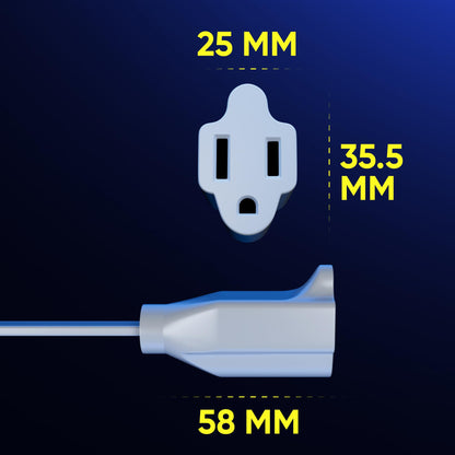 Maximm 360° Rotating Flat Plug — 5 ft Under Carpet, Slim Low-Profile White