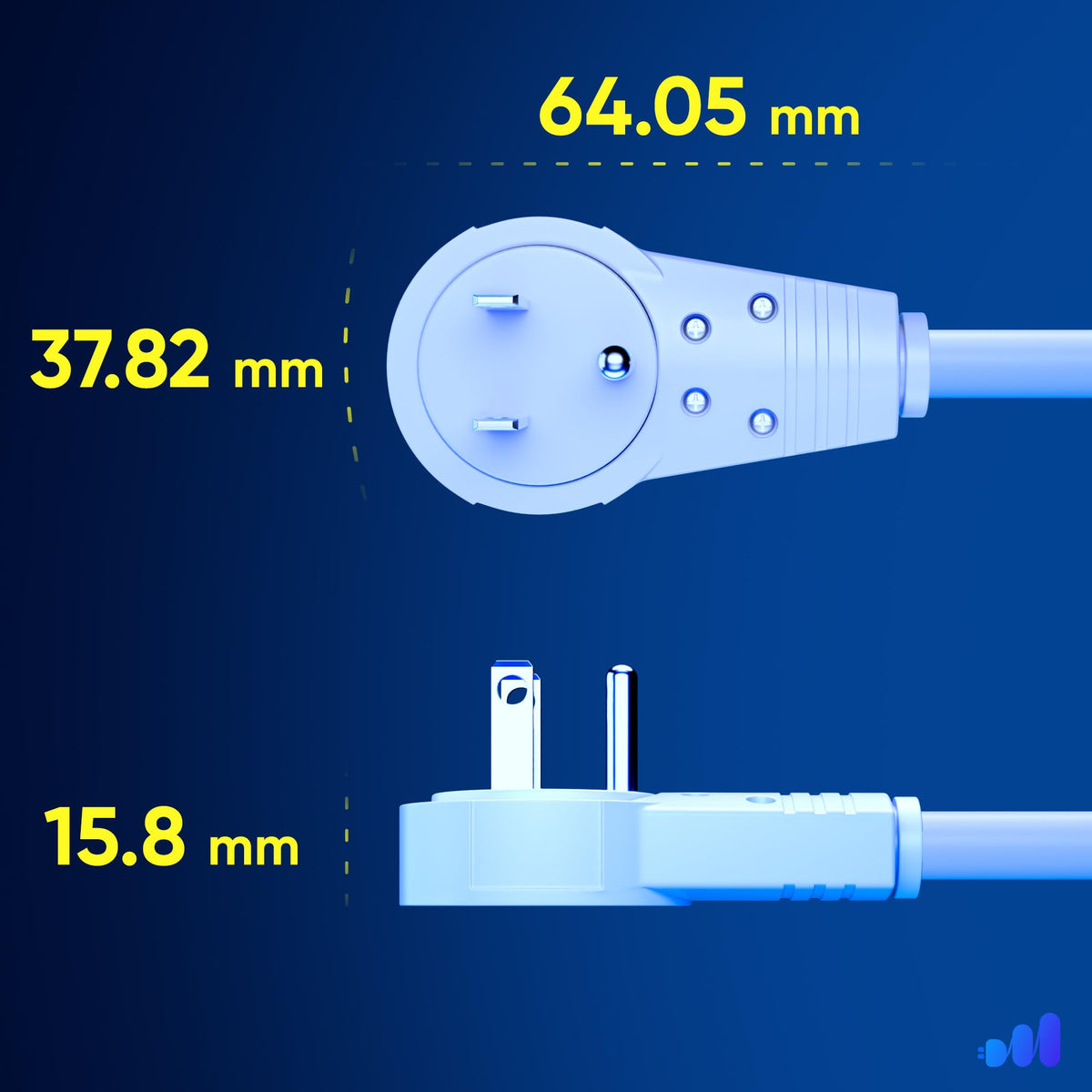 Maximm 6 Ft White Extension Cord – 360° Rotating Flat Plug, 3-Prong Grounded, UL Certified