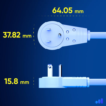 Maximm 6 Ft White Extension Cord – 360° Rotating Flat Plug, 3-Prong Grounded, UL Certified