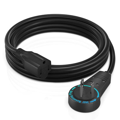 Maximm Cable 6ft 360° Rotating Flat Plug Extension Cord – 3-Prong UL Certified