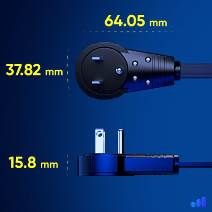 Maximm 360° Rotating Flat Plug Extension Cord – 20 ft, 3 Outlets, Grounded, UL Certified, 16/3 AWG