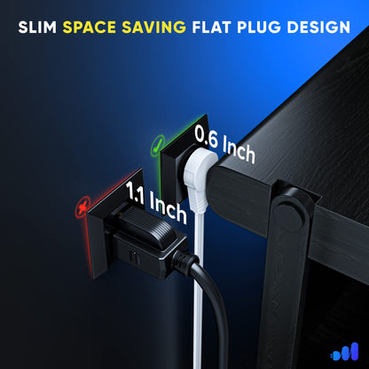 Maximm 360° Rotating Flat Plug — 5 ft Under Carpet, Slim Low-Profile White