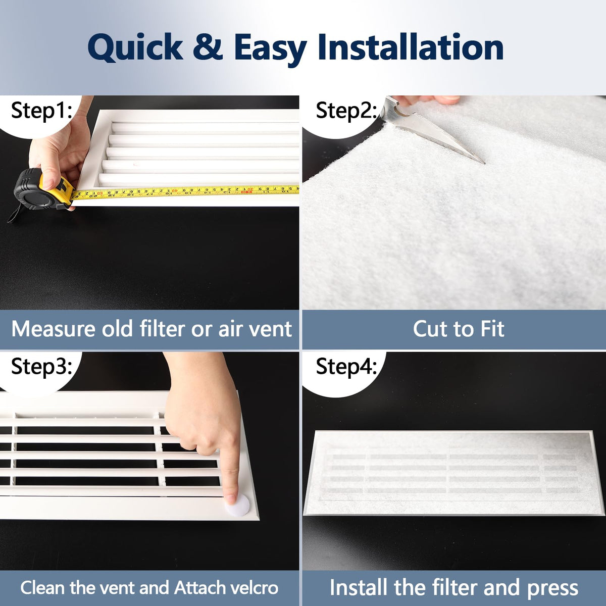 MAXTBEE MERV 8 Air Vent Filter 20x99 in – Cut-to-Size, Includes 48 Adhesive Hook Strips