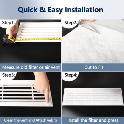 MAXTBEE MERV 8 Air Vent Filter 20x99 in – Cut-to-Size, Includes 48 Adhesive Hook Strips