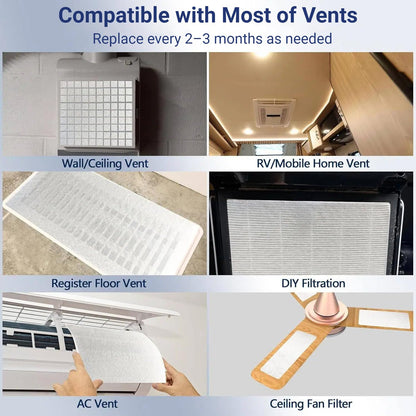 MAXTBEE MERV 8 Air Vent Filter 20x99 in – Cut-to-Size, Includes 48 Adhesive Hook Strips