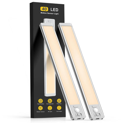MCGOR 10-Inch Under Cabinet Lights (2-Pack) – Rechargeable Motion Sensor, Dimmable, Wireless