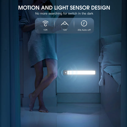 MCGOR 10-Inch Under Cabinet Lighting (2 Pack) – Rechargeable Motion Sensor, Dimmable, Magnetic