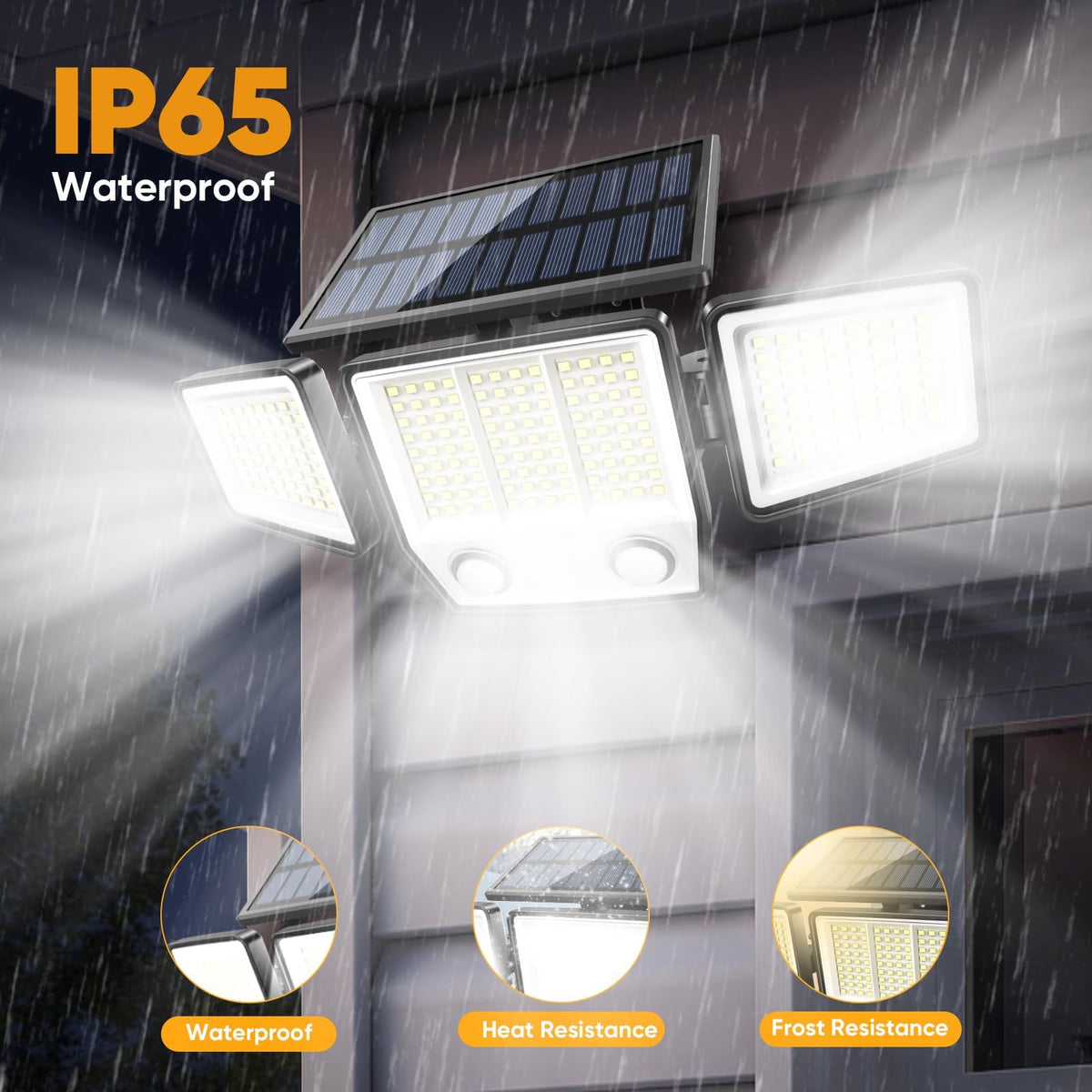 MDCMDCM Solar Motion Sensor Outdoor Lights – 3000LM, 270° Illumination, 3 Modes, IP65