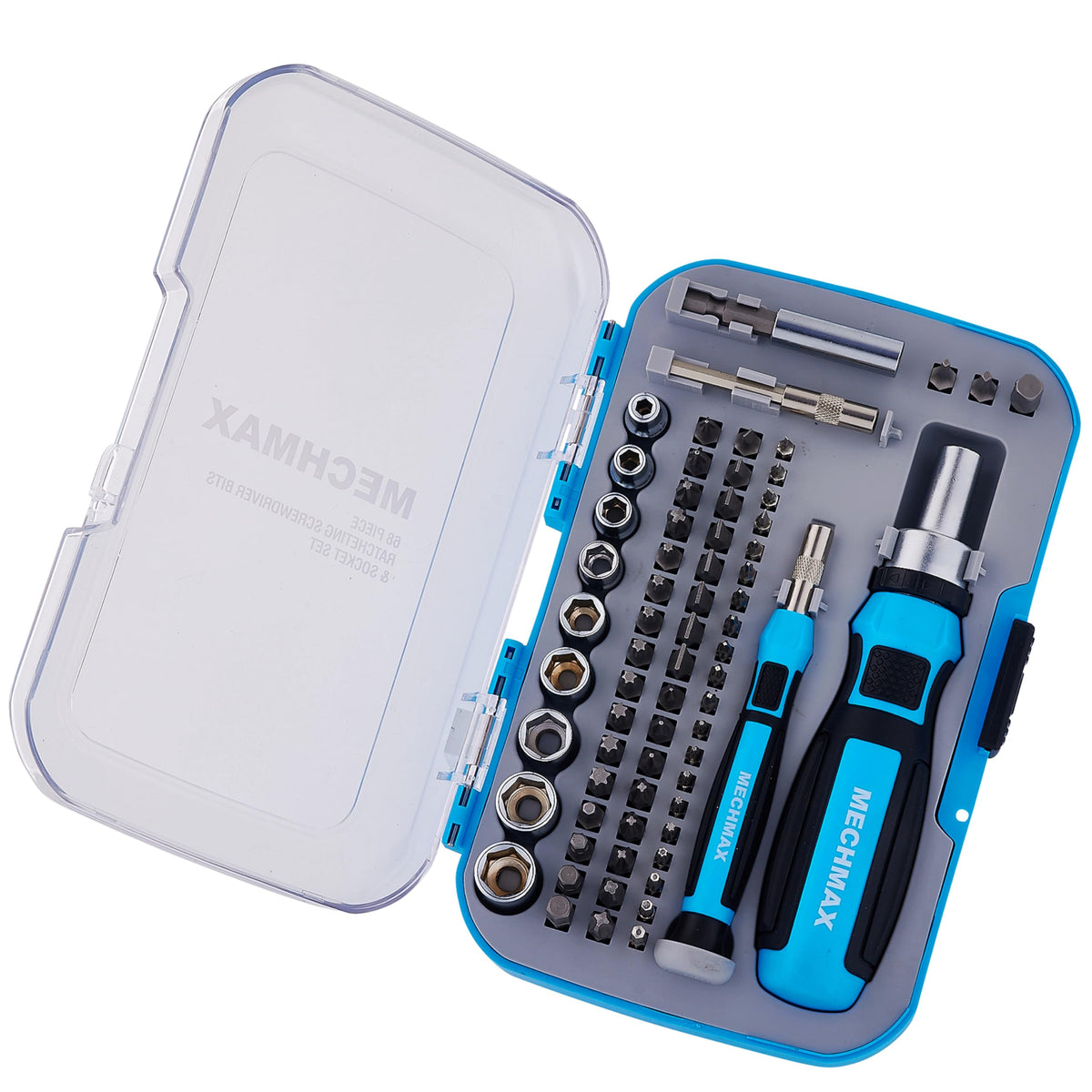 MECHMAX 68-Piece Ratcheting Screwdriver Set – Magnetic Bits & Sockets
