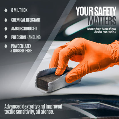 MED PRIDE Orange Heavy-Duty Nitrile Gloves X-Large 100 Count