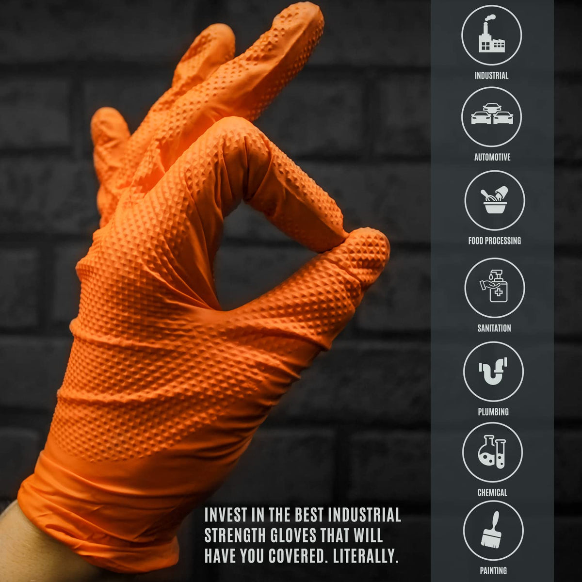 MED PRIDE Orange Heavy-Duty Nitrile Gloves X-Large 100 Count