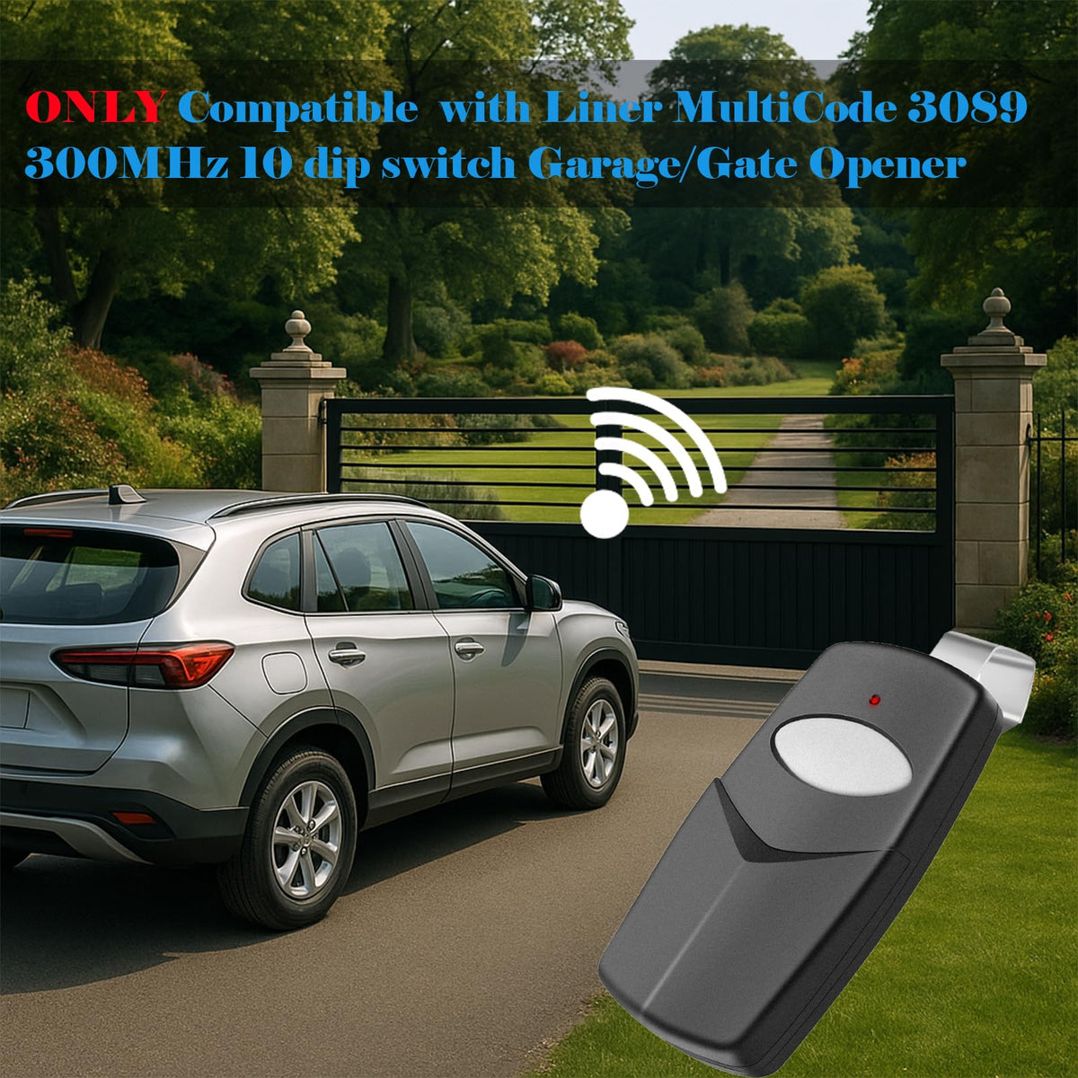 MeiZhi 3-for-10 Pin Multicode Gate Remote — 300MHz, 10 Dip Switch