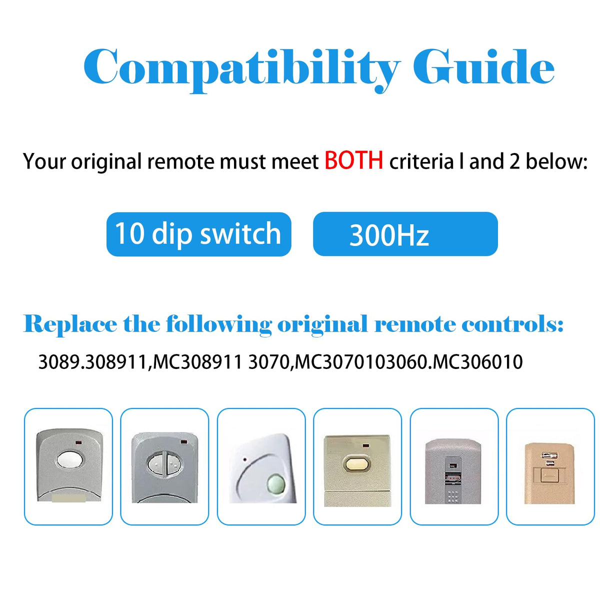 MeiZhi 3-for-10 Pin Multicode Gate Remote — 300MHz, 10 Dip Switch