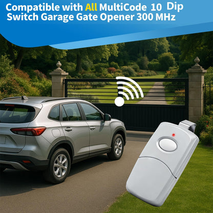 MeiZhi 2-for-10 Dip Switch Multicode Gate Opener Remote 300MHz – 10-Digit Compatible