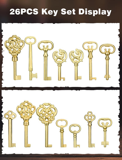 Mellbree Skeleton Key Set – 26-Key Universal Replacement for Antique Furniture