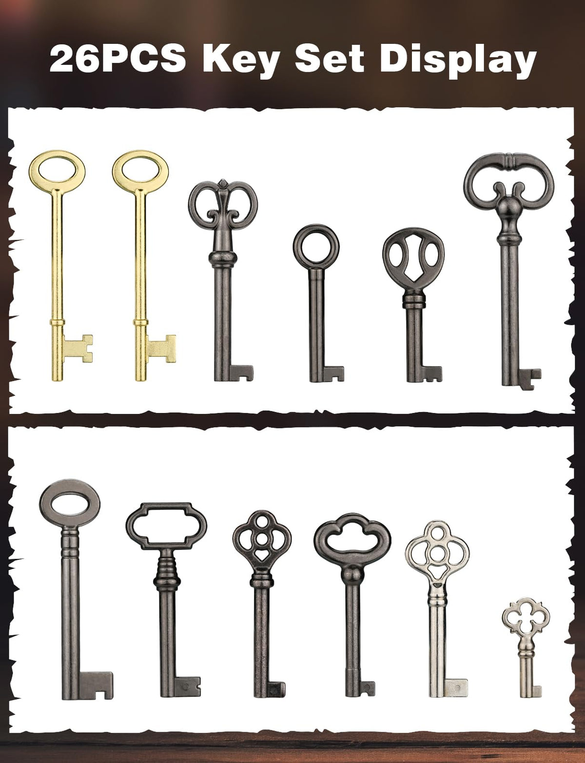 Mellbree Skeleton Key Set – 26-Key Universal Replacement for Antique Furniture