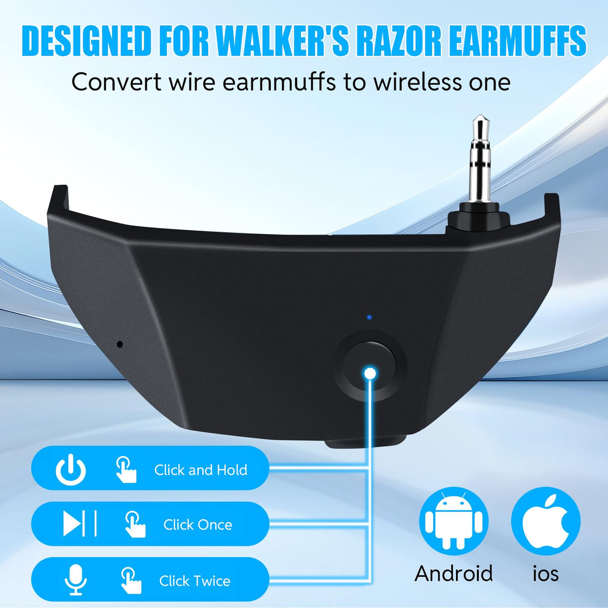 MenLiDa Wireless Bluetooth Adapter for Walker's Razor Earmuffs – 5.1 BT, Type-C