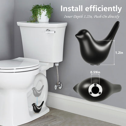 MENNTY Ceramic Matte Black Bird Toilet Bolt Covers (2-Pack) + Universal Bolt Caps (4-Pack) | Easy Install