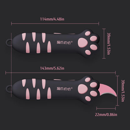 MEOWKIT Cat Paw Box Cutter Retractable Knife – Cat Paw Handle, Multifunctional, Compact (Black)