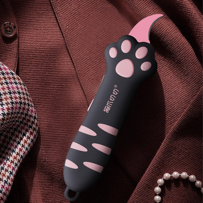 MEOWKIT Cat Paw Box Cutter Retractable Knife – Cat Paw Handle, Multifunctional, Compact (Black)